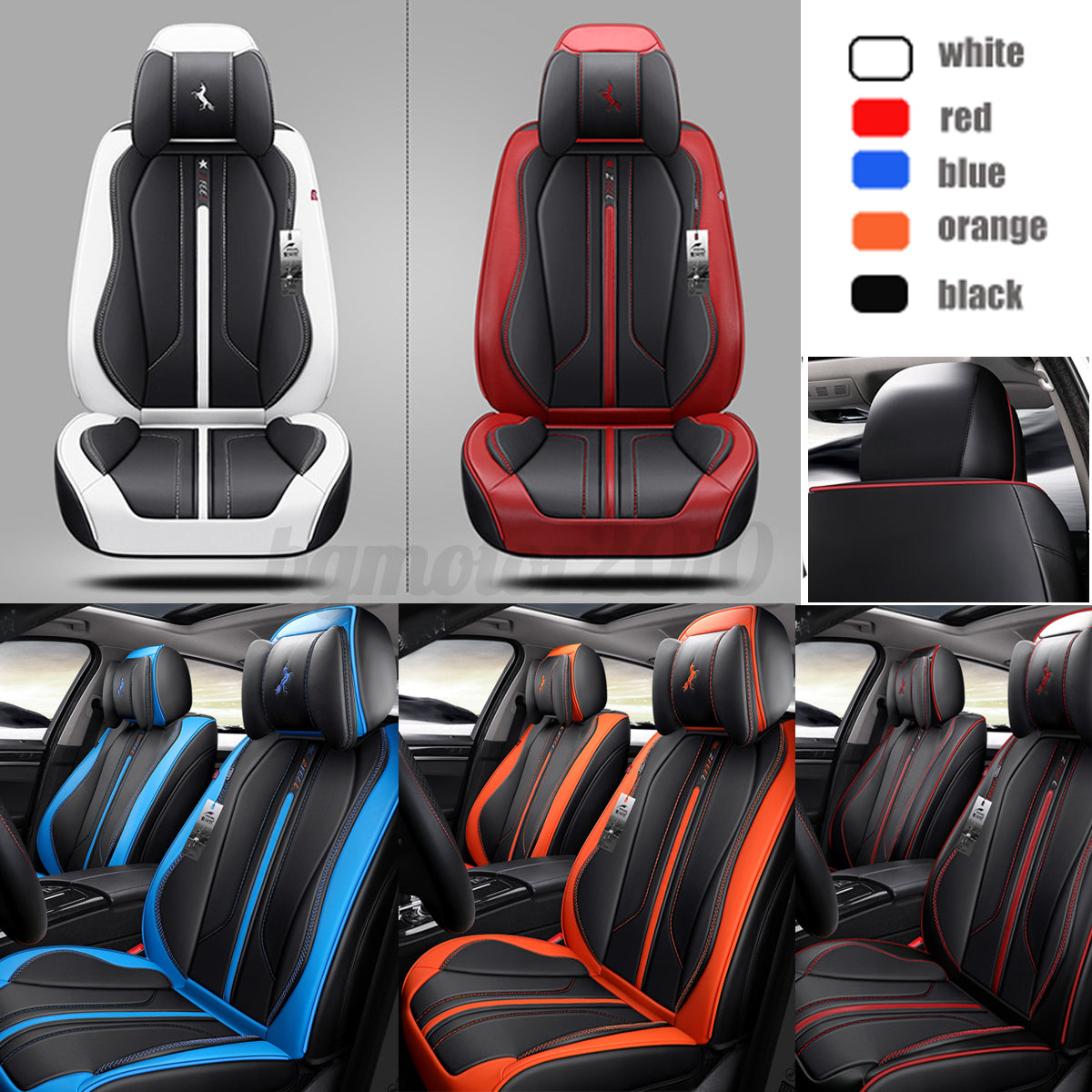 Dark Red 5 Seat Cover Cushion Set 6D Surround Breathable Luxury Car Seat Protector