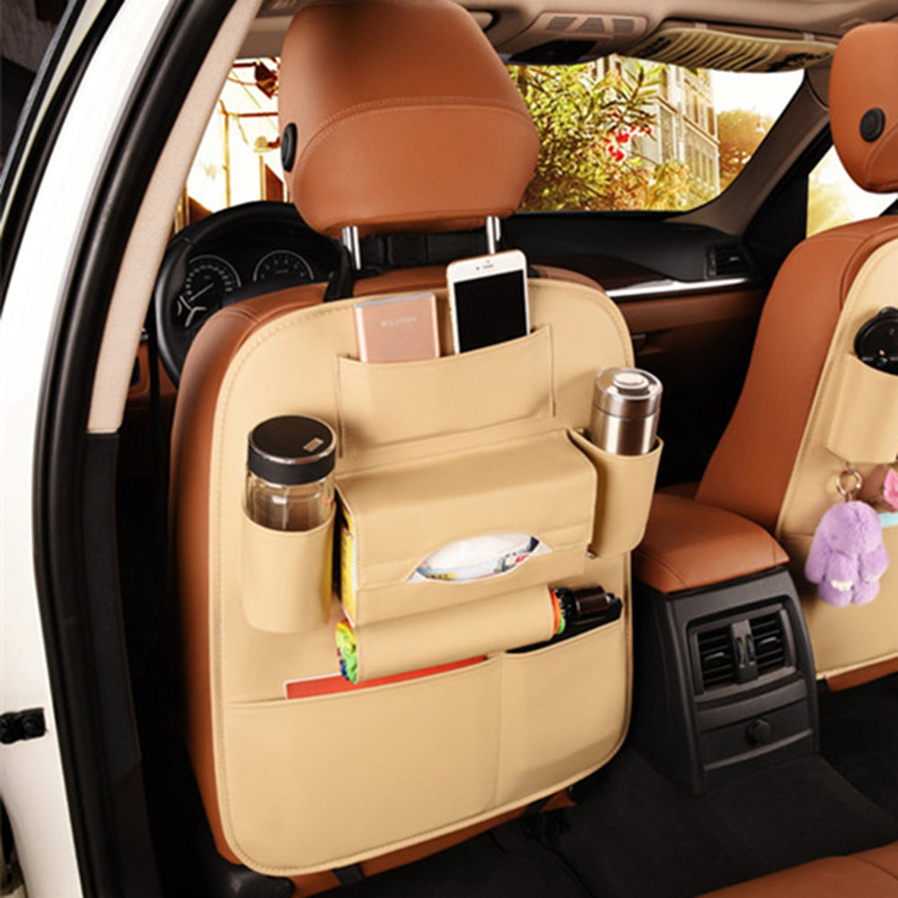 Car Bag Seat Back Organizer Multi-function &Pocket Storage Bag Holder Leather - Auto GoShop