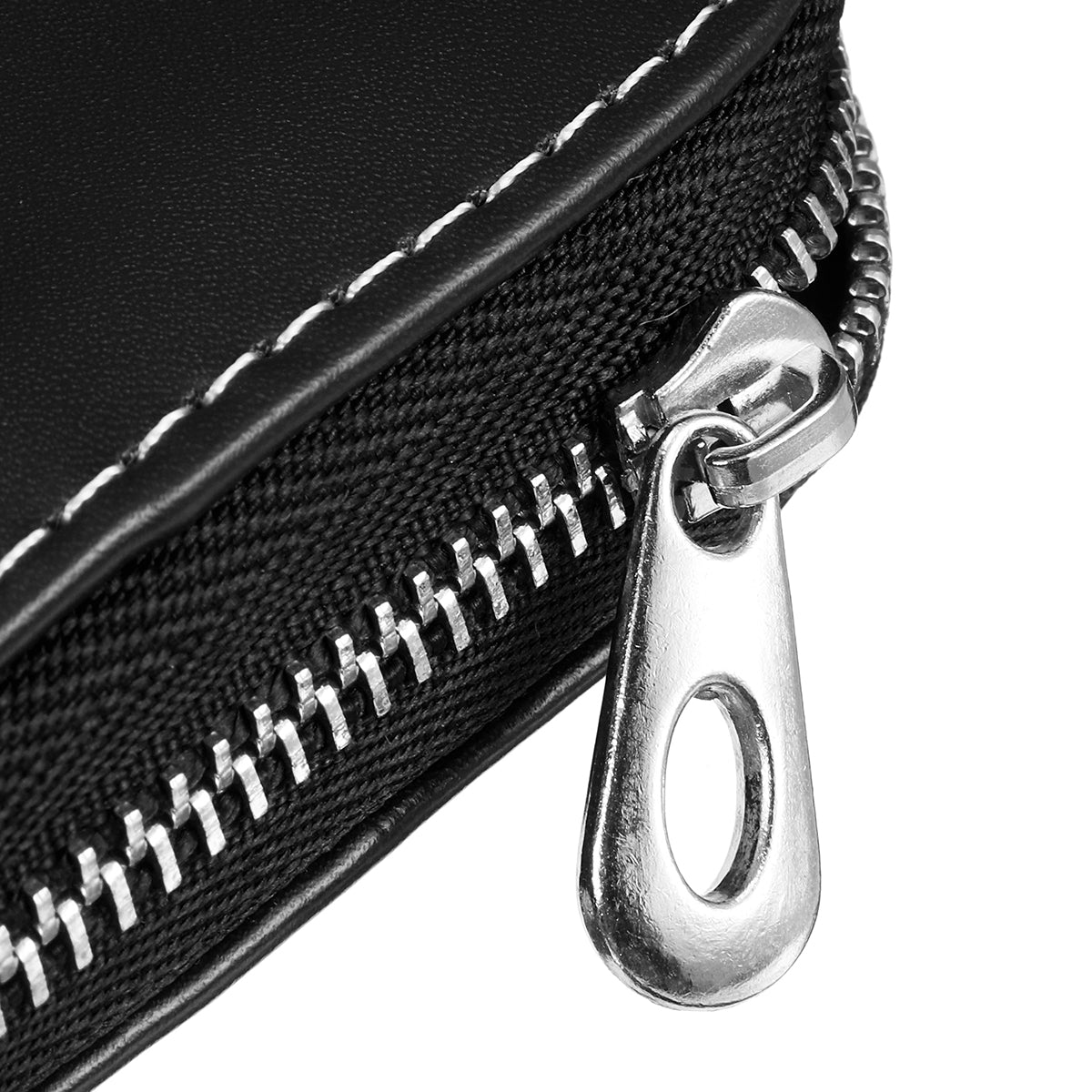 Black Universal Genuine Leather Car Key Case/Bag Zipper Holder Organizer with Keychain Ring 4 Colors