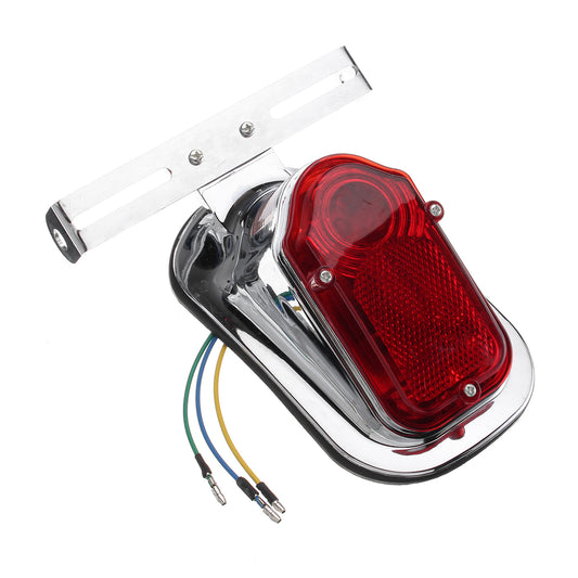 Dark Red Motorcycle Rear Tail Lights Brake Stop Light Lamp License Plate Bracket For Chopper Cafe Race