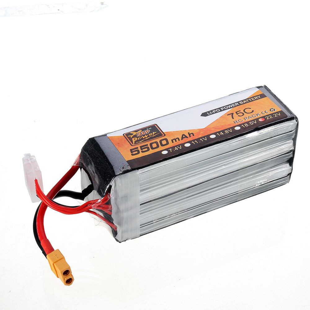 Gray ZOP Power 22.2V 5500mAh 75C 6S Lipo Battery XT60 Plug for FPV RC Helicopter Car Airplane