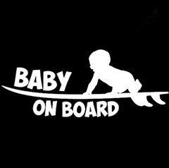 White Baby on board car stickers cute baby warning car stickers