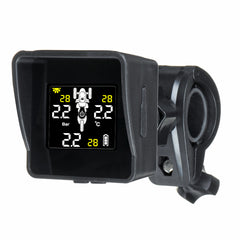 Black Solar Waterproof TPMS Tricycle Motorcycle Real Time Tire Pressure Monitoring System Wireless LCD Display External/Internal Sensors