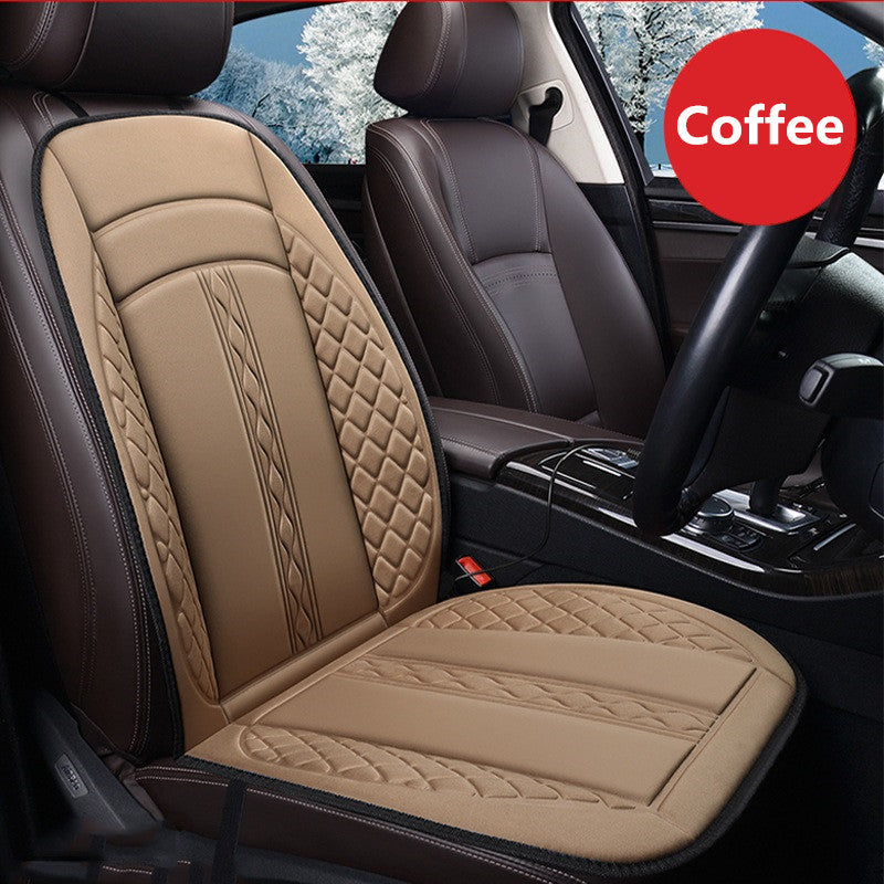 12V Auto Car Heated Front Seat Cushion Cover Heating Heater Warmer Pad Winter (Coffee) - Auto GoShop