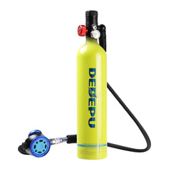 Yellow Green 1L Oxygen Cylinder Suit Scuba Tank Diving Bottle with Full Face Snorkel Mask