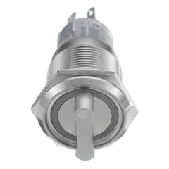 Dark Gray 19mm 2 Position 12V Waterproof Stainless Steel Latching Metal Selector Switch