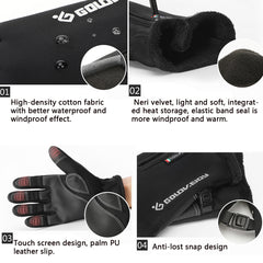 Dark Slate Gray Touch Screen Gloves Zipper Thermal Winter Sports Skiing Warm Mittens Waterproof Brown