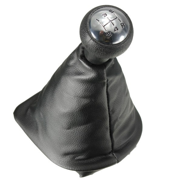 Dim Gray 5 Speed Gear Shift Gaiter Knob For PEUGEOT 207 307 406 Black Chrome Leather