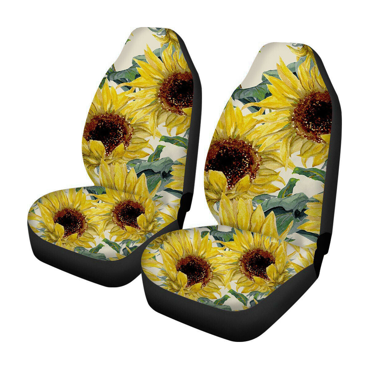 Goldenrod 2Pcs Universal Sun Flower Printed Car Seat Covers Front Row Set Car Protector