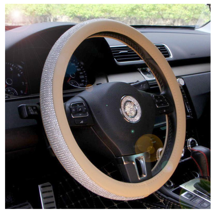 Car steering wheel handle set Four seasons universal really cute feminine cartoon leather anti-slip handle - Auto GoShop