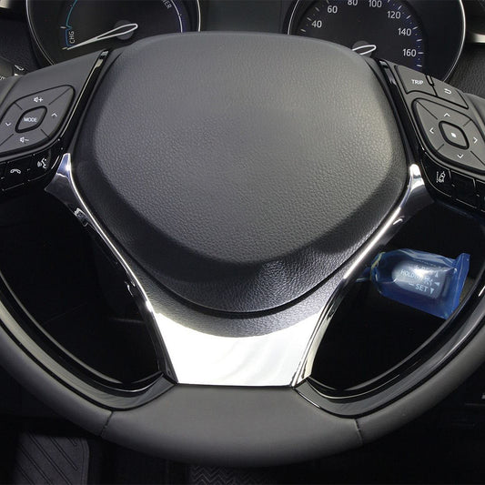 Car Steering Wheel Panel Garnish Chrome Cover Trim For Toyota C-HR 2017-2018 - Auto GoShop
