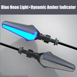 Cyan Pair Motorcycle Dynamic LED Turn Signal Indicator + Neon Glow EL DRL Stop Lights