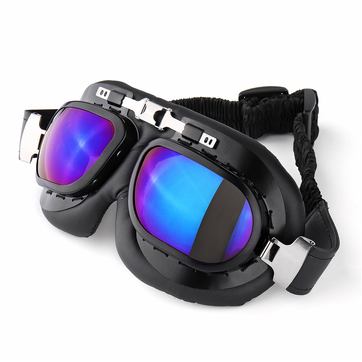 Dodger Blue Motorcycle Goggles Glasses Vintage Classic Goggles Retro Pilot Cruiser Steampunk UV Protecti