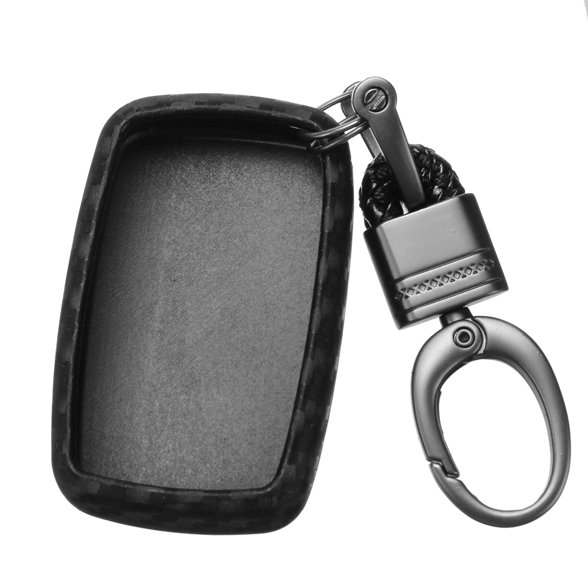 Slate Gray Carbon Fiber Car Remote Key Fob Chain Ring Case Cover For Land Rover Jaguar