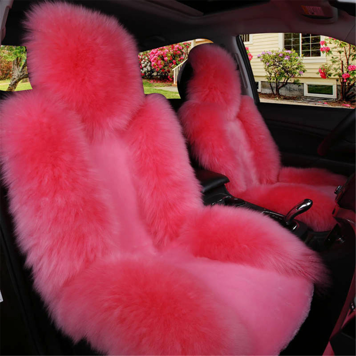 Car Seat Cover Wool Warm Universal Sheepskin Fur Front Seat Cushion Covers Auto - Auto GoShop