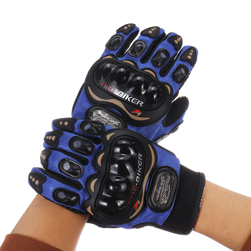 White Off-road Riding Full Finger Gloves Touch Screen Motorcycle MTB Bicycle Bike Sport Warm Blue