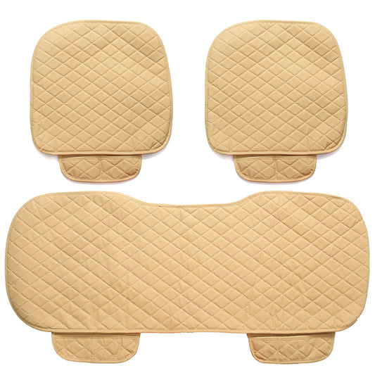 3Pcs Car Seat Cover Universal PU Leather Protector Cushion Front Rear - Auto GoShop