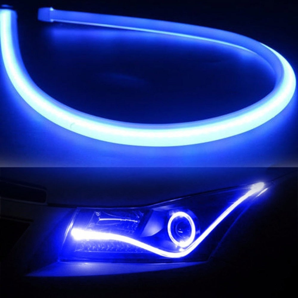 2Pcs 45cm/60cm Flexible Car Soft Tube LED Strip Light Angel Eye DRL Daytime Running Headlight Lamp 5 Color - Auto GoShop