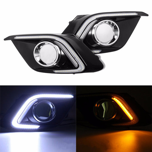 Black For Mazda 3 Axela 2014-2015 White LED Daytime Running Fog Light DRL Yellow Turn Signal
