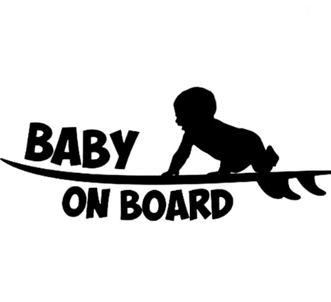 Black Baby on board car stickers cute baby warning car stickers