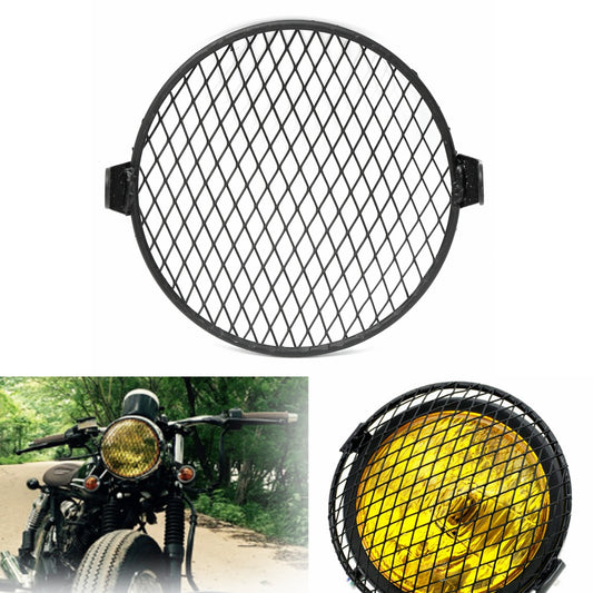 White Smoke 6.4inch 16cm Universal Retro Motorcycle Motor Bike Headlight Mask Cover Grill Round
