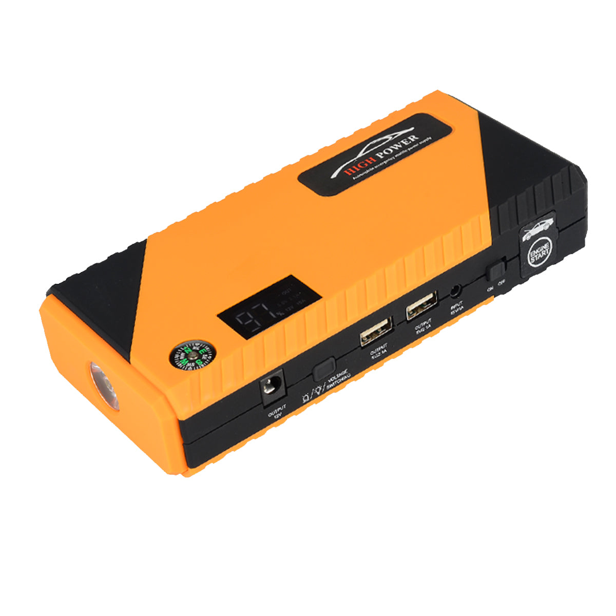 Coral JX31 Display 98600mAh 12V Car Jump Starter Portable USB Emergency Power Bank Battery Booster Clamp 1000A DC Port Yellow