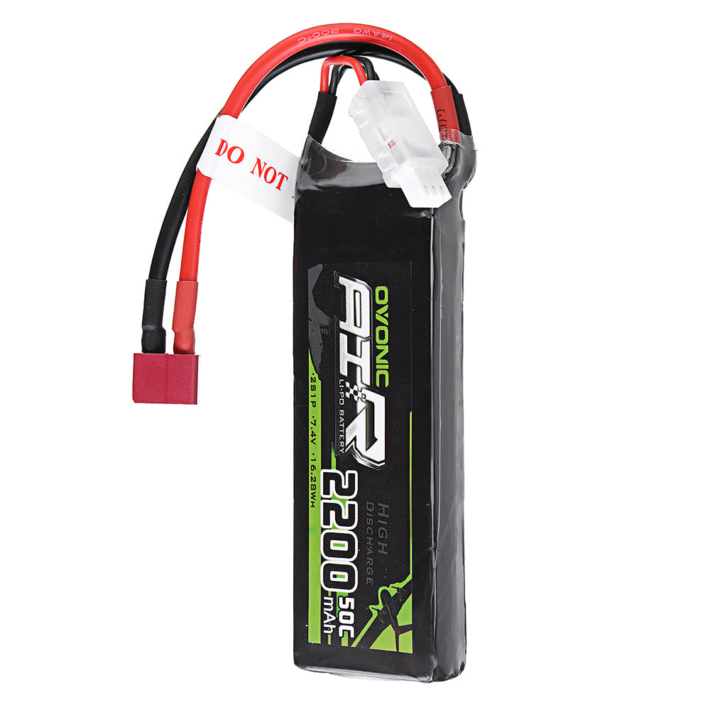Black Ovonic 7.4V 2200mAh 50C 2S Lipo Battery XT60 Plug for RC Car