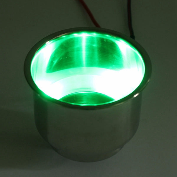 Spring Green 2PCS Green 8LEDs Stainless Steel Cup Drink Holder Marine Boat Car Truck Camper