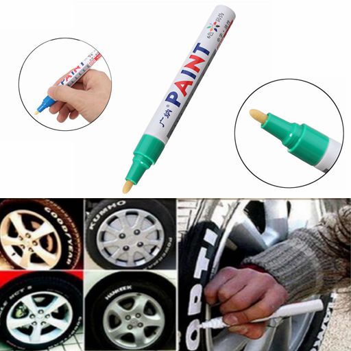 White Smoke 2Pcs Green Color Tyre Permanent Paint Pen Tire Metal Outdoor Marking Ink Marker Trendy