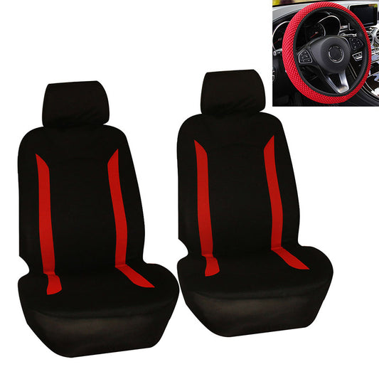 5 PCS Universal Car Double Front Seat Cover Steering Wheel Cover - Auto GoShop