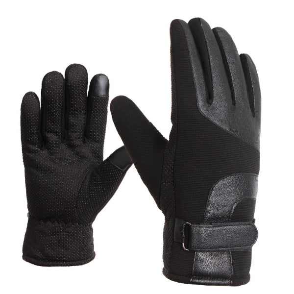 Black Motorcycle Leather Gloves Touch Screen Winter Warm Waterproof Red Blue Black Grey
