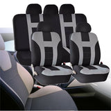 Black Universal Car Seat Covers Front Rear Protectors 9 Piece Set Washable Grey&Black