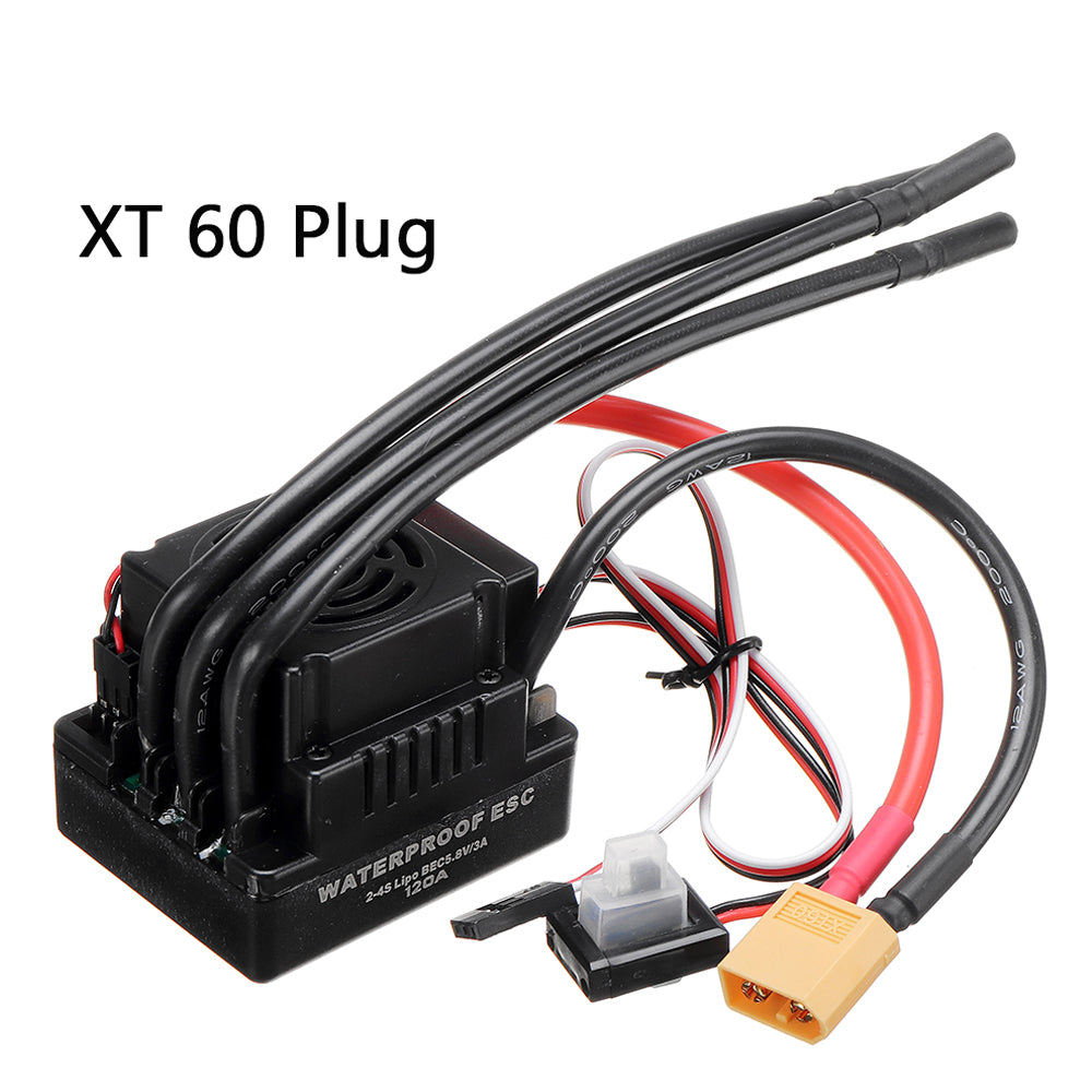 Black 120A Brushless ESC T/XT60 Plug with 5.8V/3A SBEC 2-4S for 1/8 RC Car Parts