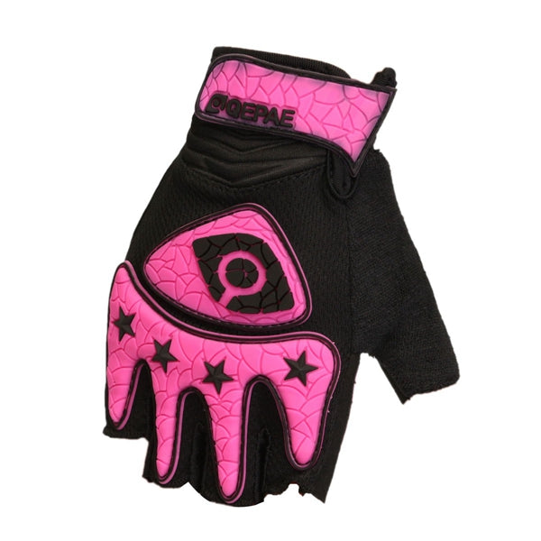 Hot Pink Half Finger Gloves Motorcycle Bicycle Riding Cycling For QEPAE QG052