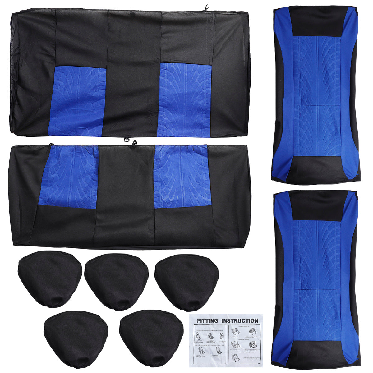 9PCS Car Seat Cover Set Universal 5-Seat Protector Fabric Special Craft Wish Tire Pattern - Auto GoShop