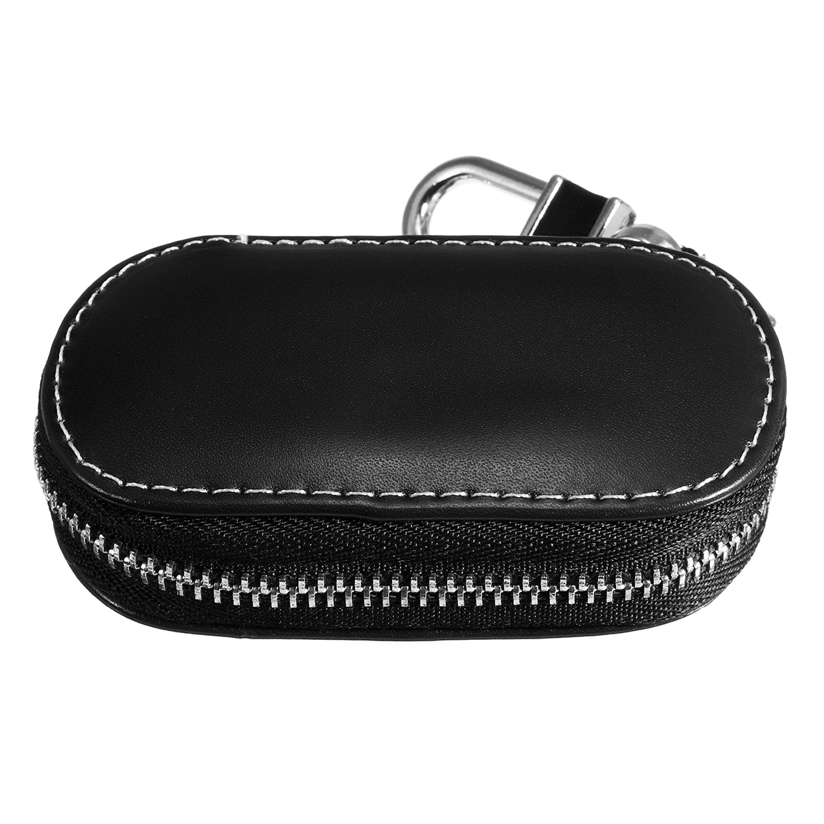 Black Universal Genuine Leather Car Key Case/Bag Zipper Holder Organizer with Keychain Ring 4 Colors