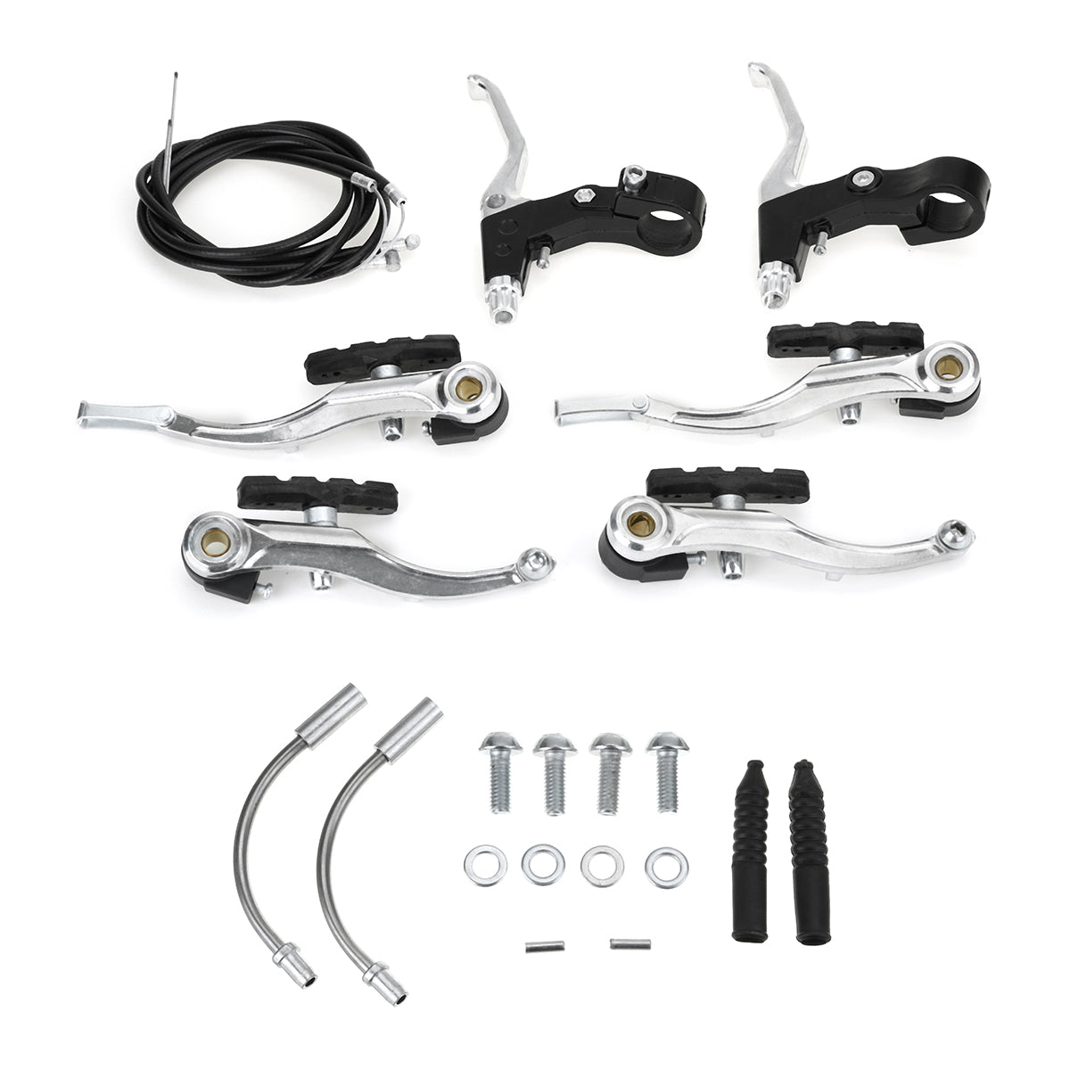 White Smoke Complete Bicycle V-Brake Calipers Cables Levers Set Fittings MTB ATB Hybrid Bike