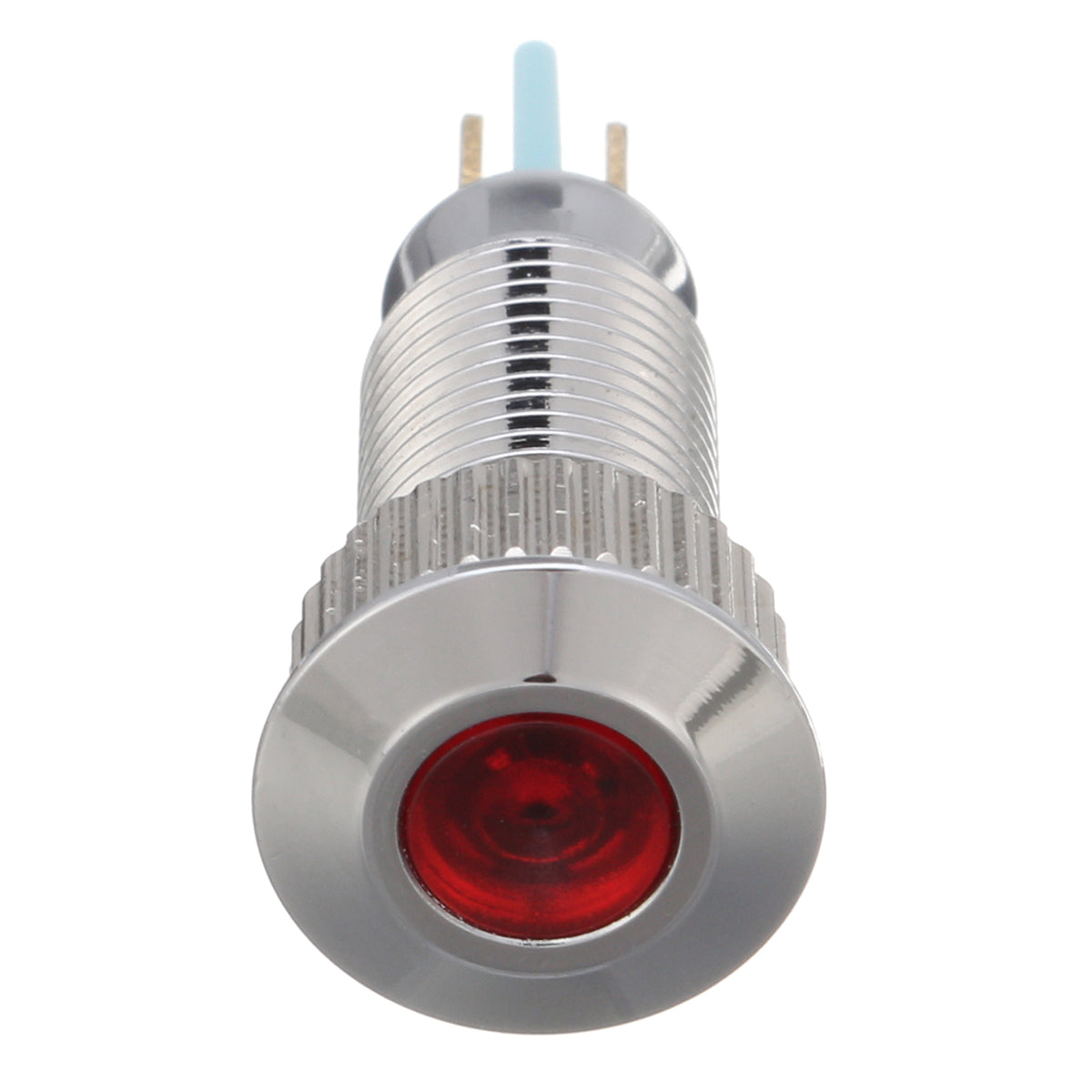 Dark Gray 12V Metal 8mm LED Panel Dash Lamp Warning Light Indicator Waterproof