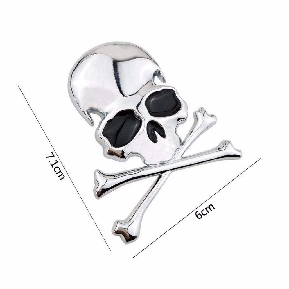 White Smoke 3d metal alloy zinc skull skeleton bones car truck bike stickers labels emblem sign car styling jewelry intimate accessories