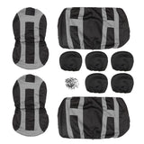 Dark Slate Gray Universal Car Seat Covers Front Rear Protectors 9 Piece Set Washable Grey&Black