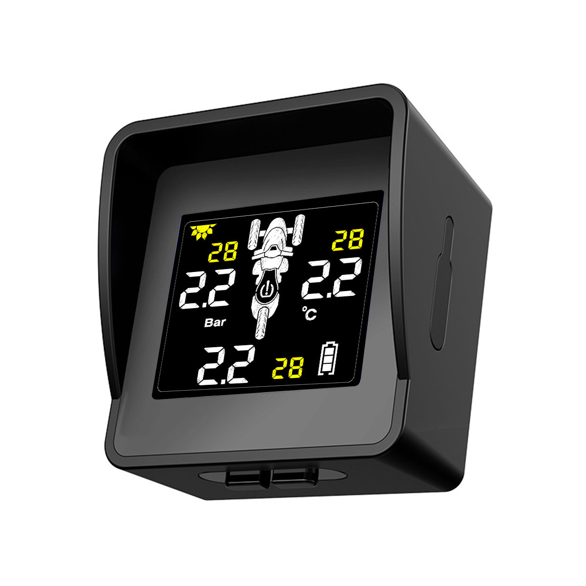 Black Solar Waterproof TPMS Tricycle Motorcycle Real Time Tire Pressure Monitoring System Wireless LCD Display External/Internal Sensors