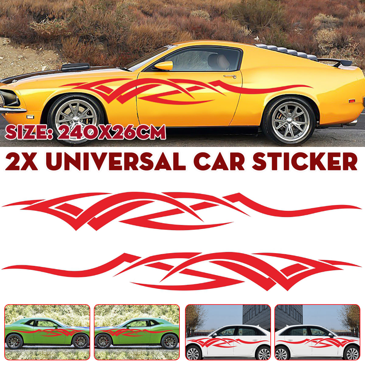 Firebrick 2PCS Universal Stripes Stickers Decals For Car Truck Campervan Van Motorhome SUV