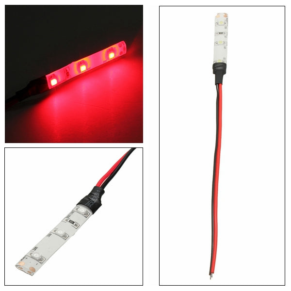 Red 12V 3 LED Strip Light 3528 SMD Flexible IP65 Waterproof For Motorcycle Car