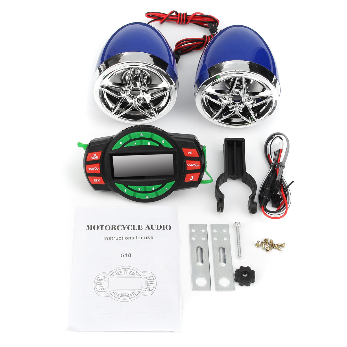 Sea Green Waterproof Motorcycle Amplifier System bluetooth Audio Mp3 Stereo Speaker Player