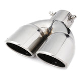 Gray Universal Silver Double Outlet Exhaust Muffler Tip End Tail Pipe