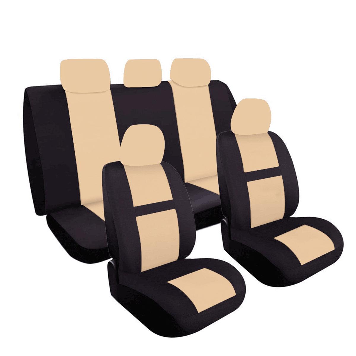 Universal 9Pcs 5 Heads Car Seat Bench Covers Protector Polyester For Truck SUV - Auto GoShop