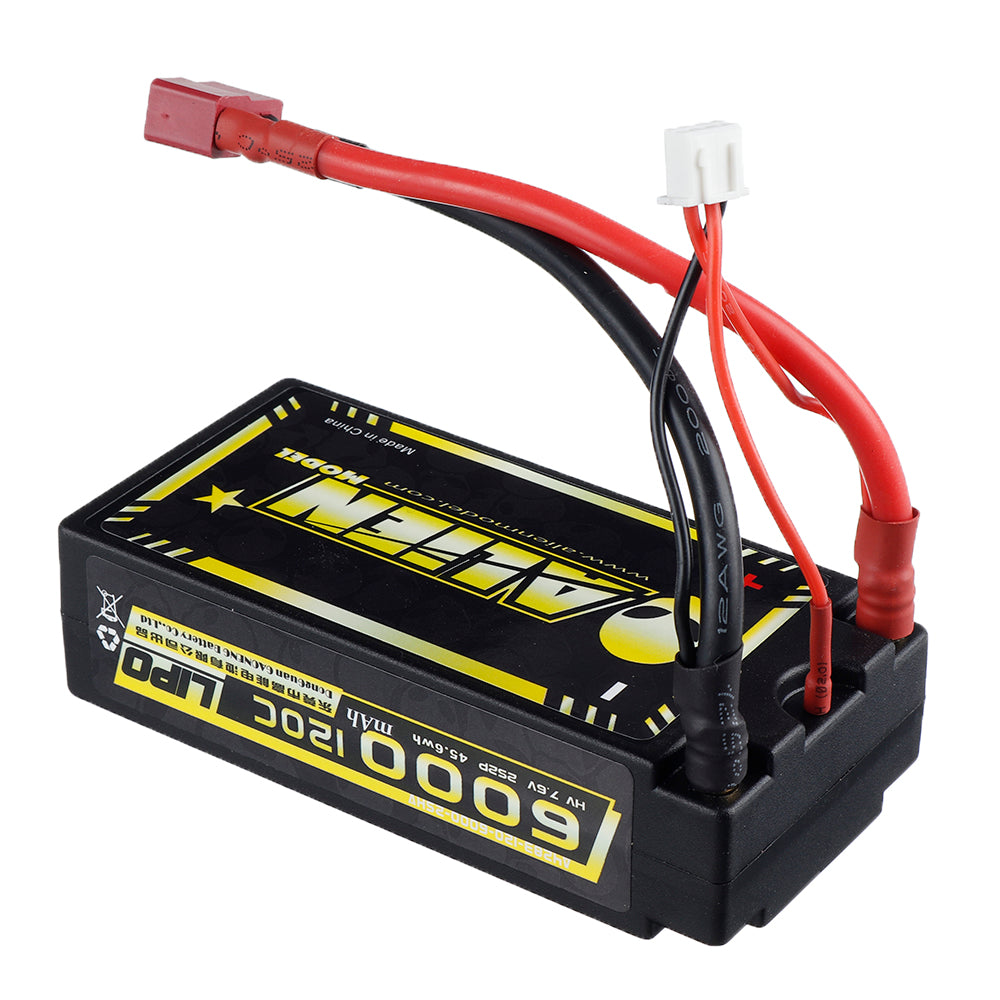 Black ALIENMODEL 7.6V 6000mAh 120C 2S T Deans Plug Lipo Battery for RC Car
