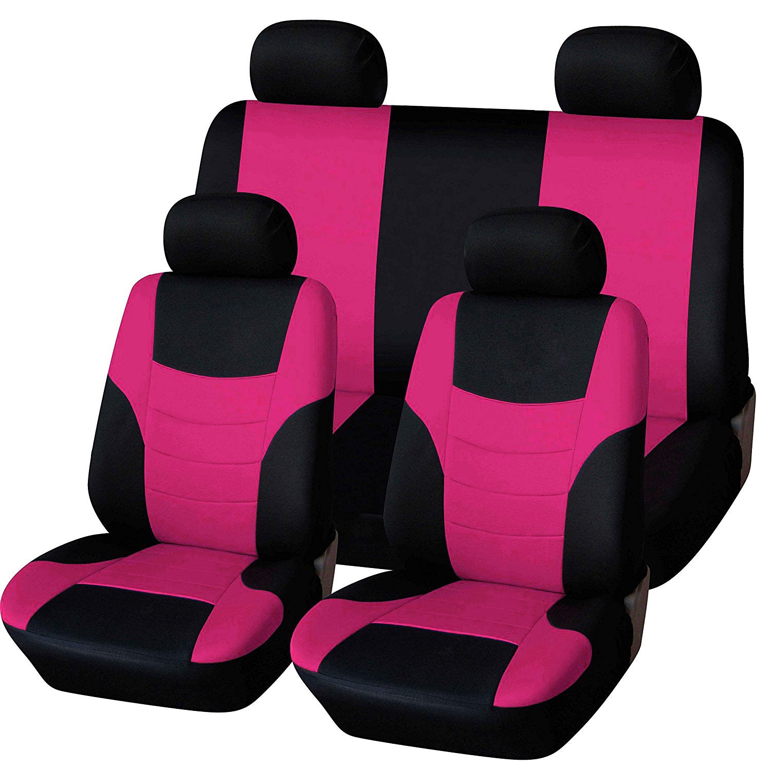 8Pcs Polyester Fabric Car Full Seat Cover Cushion Protector Set Front Rear 4 Heads Universal - Auto GoShop