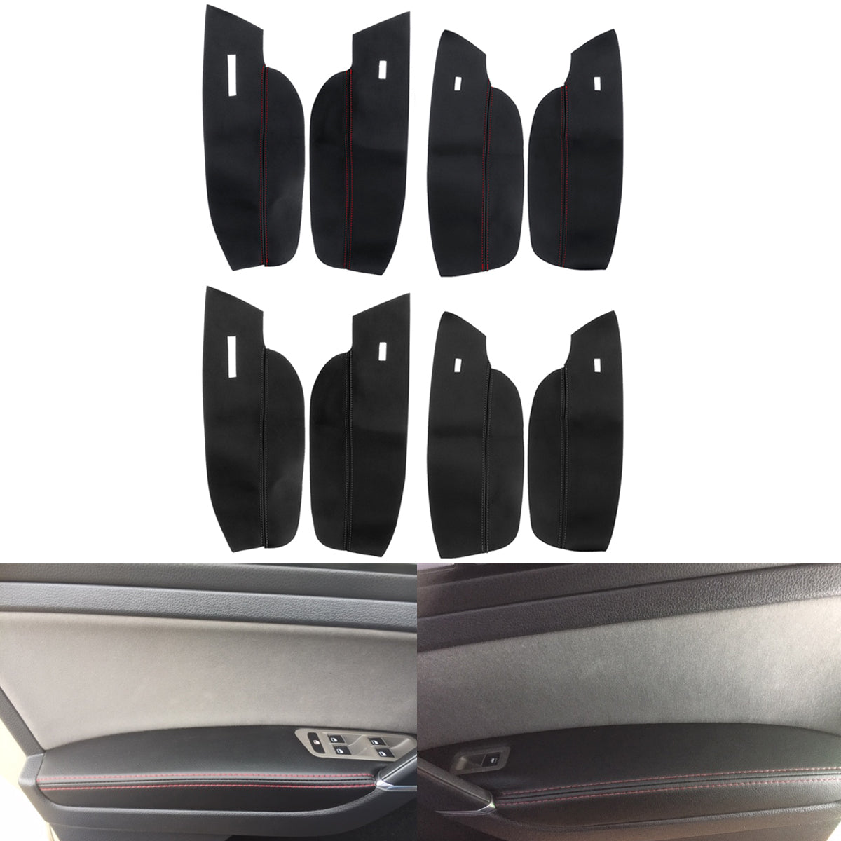 4Pcs Car Interior Door Armrest Leather Cover LHD For VW Golf MK7 2014 2015 2016 - Auto GoShop