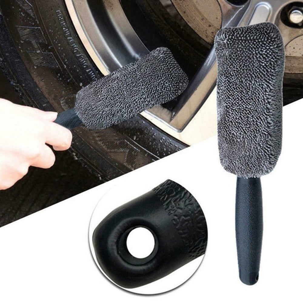 Dim Gray Microfiber long handle tire brush